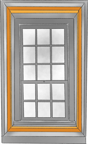 external window with wooden baton for soundproofing