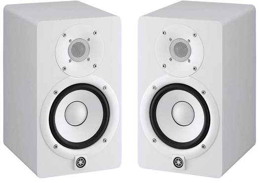 A pair of Yamaha HS5 monitors in white colour