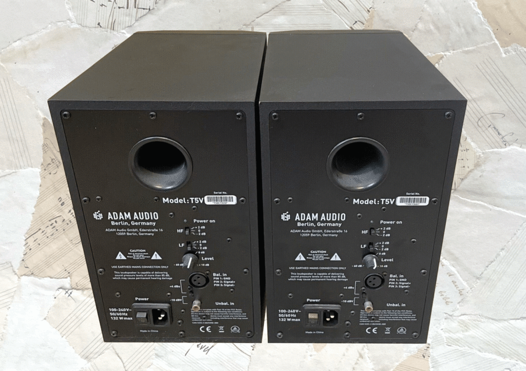 The back of the Adam Audio T5V monitors
