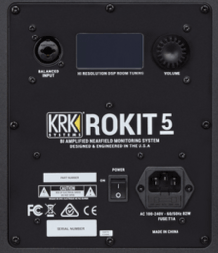 KRK Rokit 5 G4 controls on the rear panel