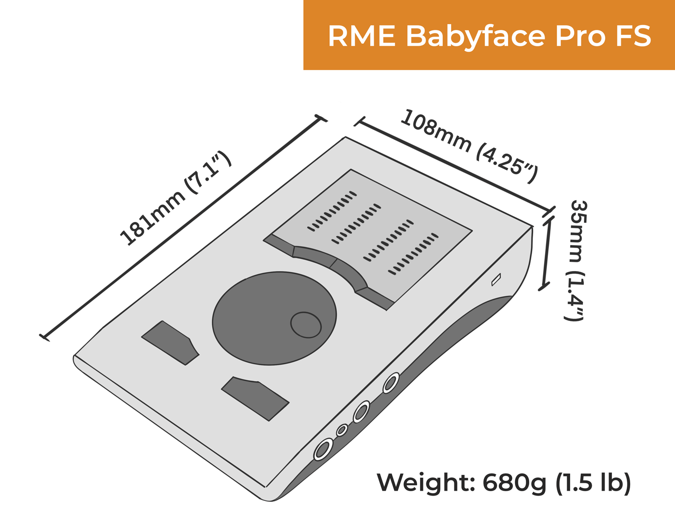 Dimensions and weight of the RME Babyface Pro FS