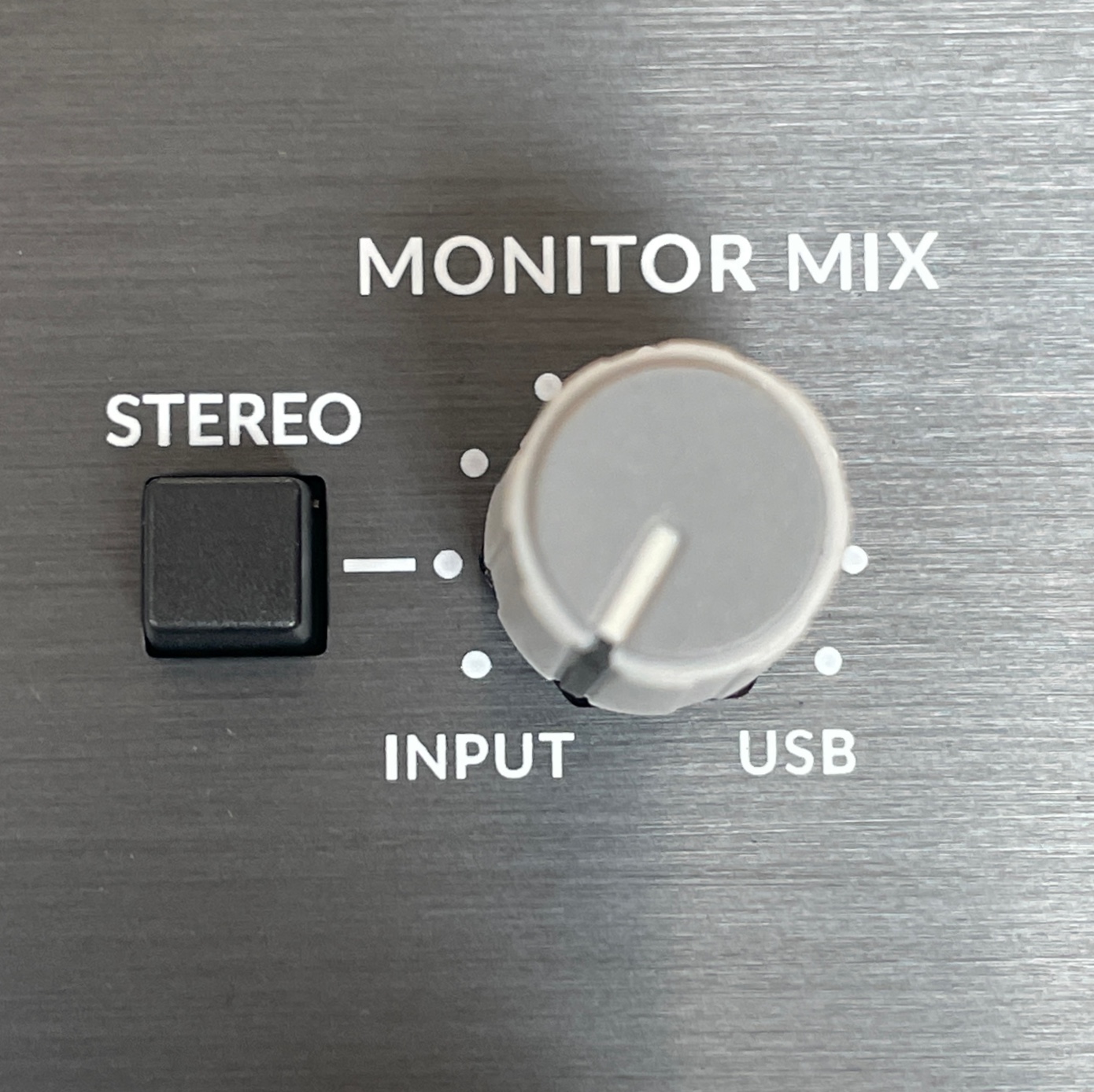 SSL 2+ Monitor mix dial and stereo button