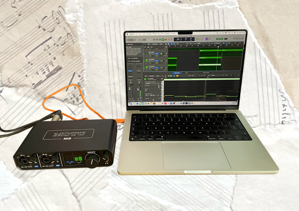 MOTU M2 connected to the M3 Macbook Pro